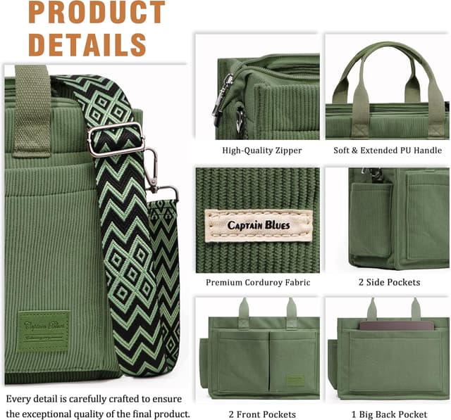 Thumbnail 4 de Captain Blues Cord Tasche Damen Große Handtasche mit Reißverschluss