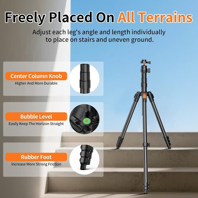 Detalle de XXZU 71" Camera Tripod with 360° Ball Head