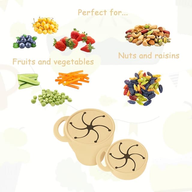 Detalle de Vicloon Tazza per Spuntino 350 ml in silicone senza BPA, beige con coperchio anti-rovesciamento