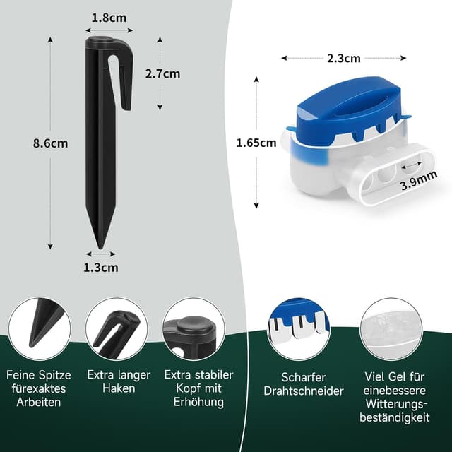 Detalle 2 de HAUSPROFI Universal Begrenzungskabel für Mähroboter (100 m) inkl. 300 Erdspieße & 10 Klemmenblöcke, Ø 2,7 mm
