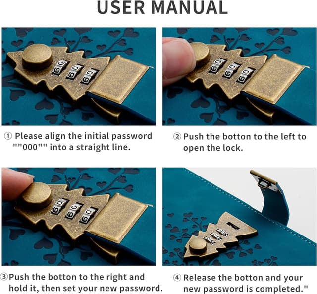 Detalle 2 de Herzförmiges Baum Tagebuch mit Schloss