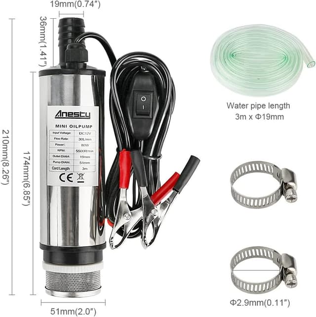 Detalle 2 de Anesty diesel fuel transfer pump 12V 51mm