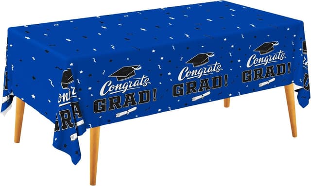 Detalle de Gatherfun Graduation Decorations 2026 Class Blue Graduation Tablecover (3-Pack, 54"x108")