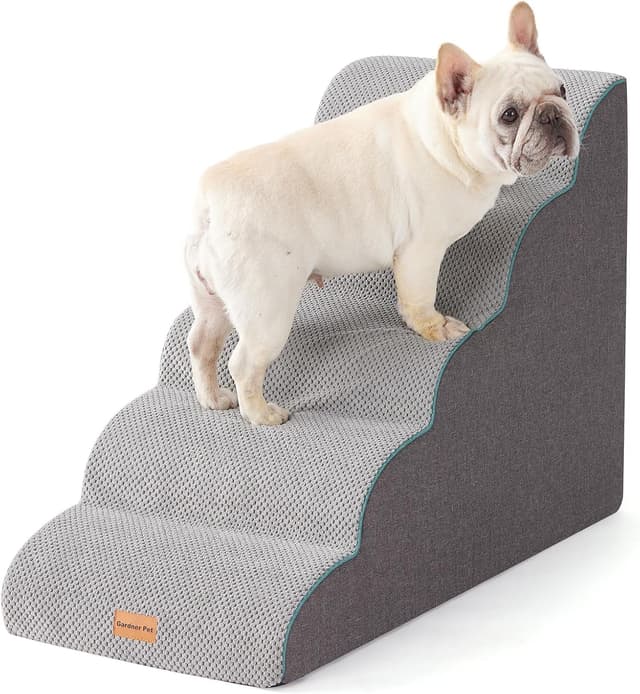 Detalle de Gardner Pet Hundetreppe für kleine Hunde (58 cm) – 5 Stufen aus 35D-Schaumstoff