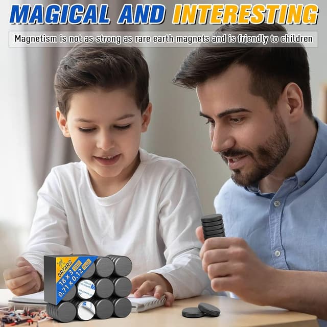 Detalle de Grtard 100 Pack Ceramic Magnets for Crafts (small round disc magnets with adhesive backing)