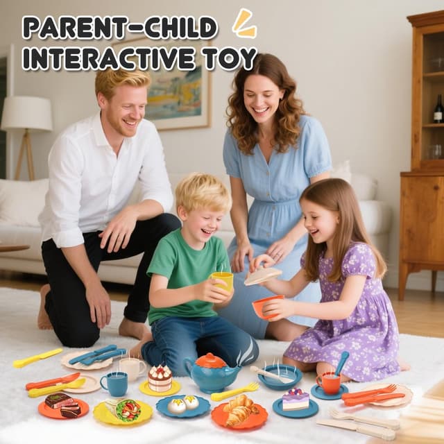 Detalle 2 de RUIDYA Afternoon Tea Party Playset (29-piece kids kitchen accessory set) for ages 3+