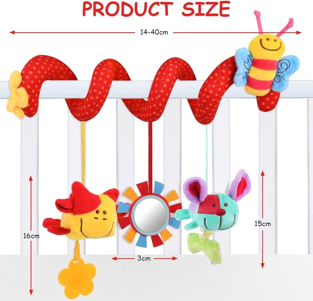 Detalle de Vicloon Spiral Pram Toys Elephant – plush sensory rattle hanging toy for newborns (0–6 months)