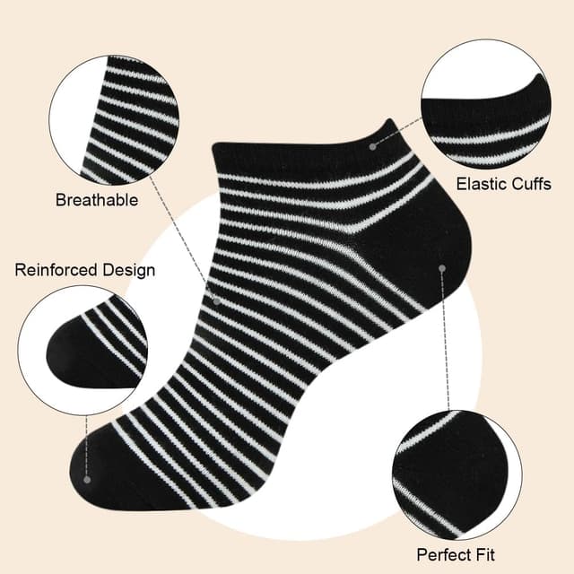 Detalle de DiULi 10 paires de chaussettes femme courtes fantaisie en coton (35-42)