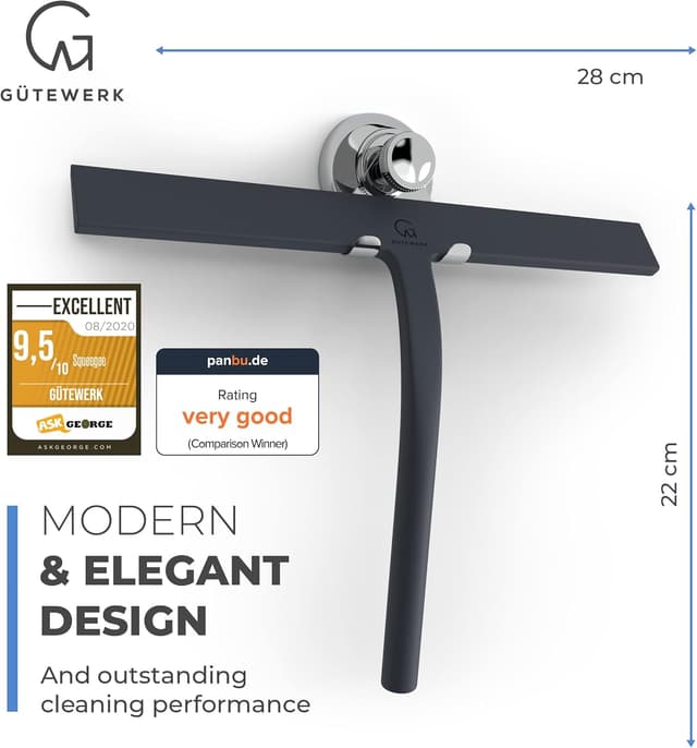 Detalle de GÜTEWERK Rasqueta Ducha Profesional 28cm 🧼 Sin Taladro