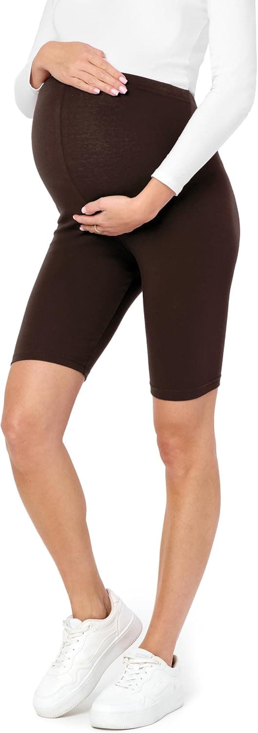 Detalle de Be Mammy Leggings courts de maternité en coton à taille haute (BE20-228)