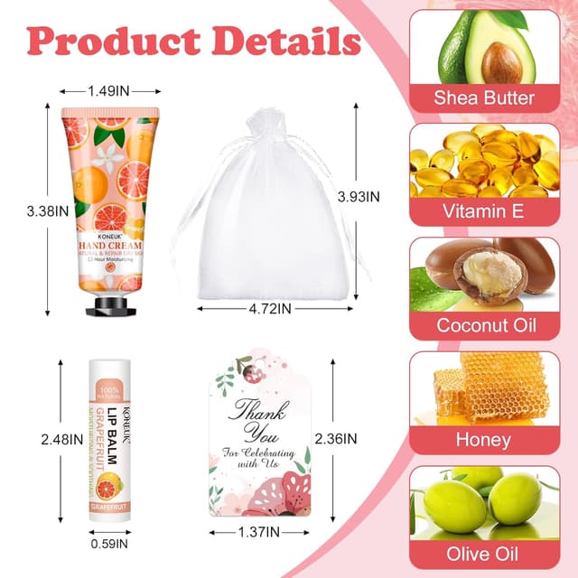Detalle de 60-Pack Hand Cream and Lip Balm Bulk Gift Sets (Easter, Mother’s Day, Bridal Shower & More)