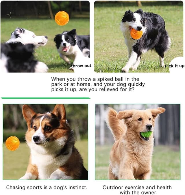 Thumbnail 6 de Tharvolex 6-Pack Squeaky Spiky Rubber Dog Balls (65mm) for Chewers & Teeth Support