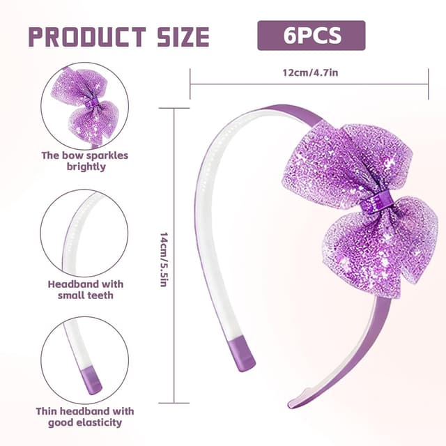 Thumbnail 1 de Glitzer Haarreifen mit Schleife 6er-Set đ