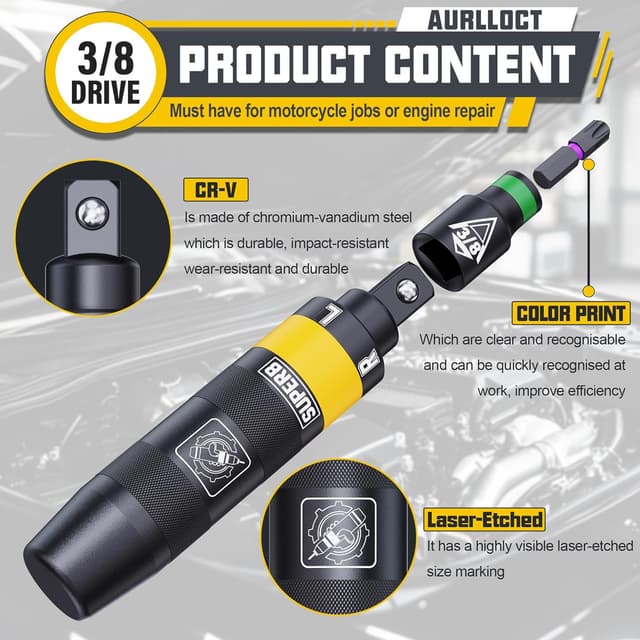 Detalle 2 de Aurlloct cacciavite a impatto 3/8" con testina rimovibile, 13 pezzi