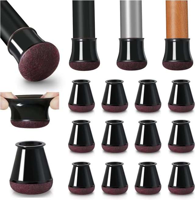 Thumbnail 6 de YOZON 20 Stück Stuhlbeinkappen aus transparentem Silikon mit umwickeltem Filz (Durchmesser 20–30 mm)