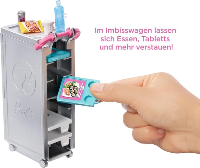 Detalle 2 de Barbie Flugzeug Dream Plane (GDG76) – Spielzeug-Flieger in Rosa, ohne Puppe, mit beweglichen Rädern und 15 Zubehörteilen