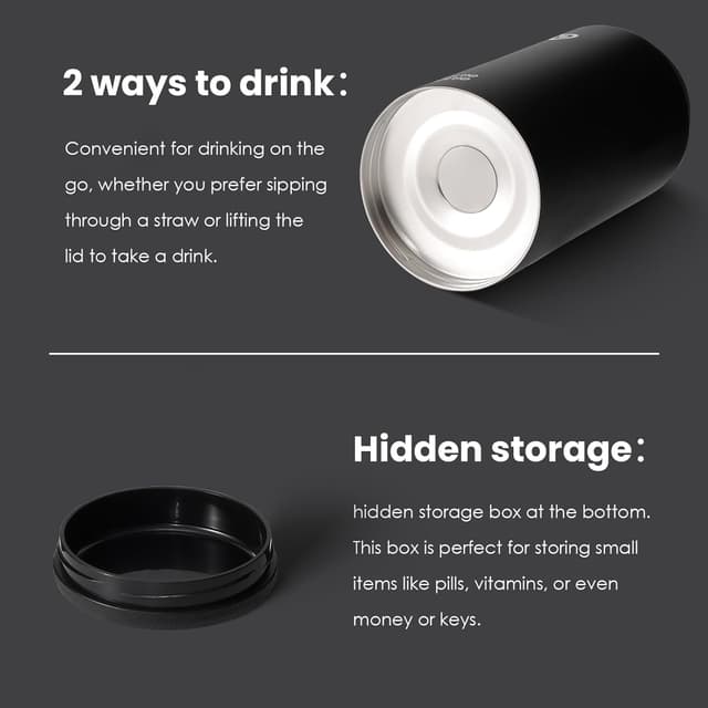 Detalle de Bottle Bottle 2L Insulated Water Bottle (Half Gallon) with Straw, Dual-use Lid and Handle – Vacuum Stainless Steel Jug