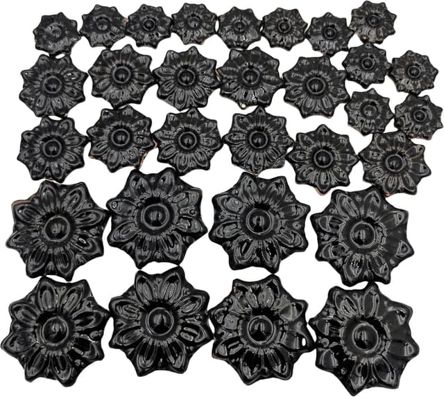 Detalle de Zufällige Keramik-Mosaikfliesen zum Basteln – 500 g in 3 Größen (Schwarz, Blume)