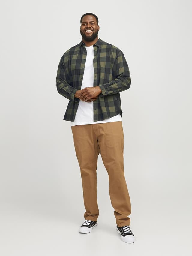 Thumbnail 4 de Jack & Jones Jjegingham Camisa L/S Verde Dusty Olive 👔 5XL