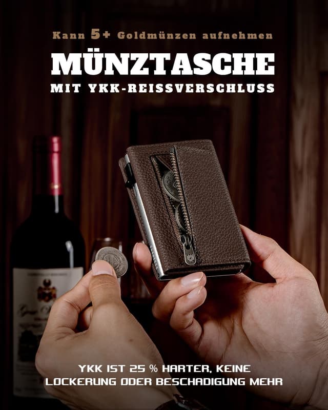 Detalle de DODENSHA MagSnap Pebble Airtag Wallet Herren – Kartenetui mit Münzfach, RFID-Schutz und AirTag-Fach