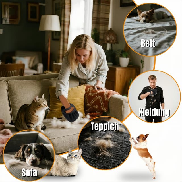 Detalle de Upgrade Tierhaar Handschuh Fell Magnet – doppelseitiger Tierhaarentferner für Katzen & Hunde (2 Stück, schwarz)