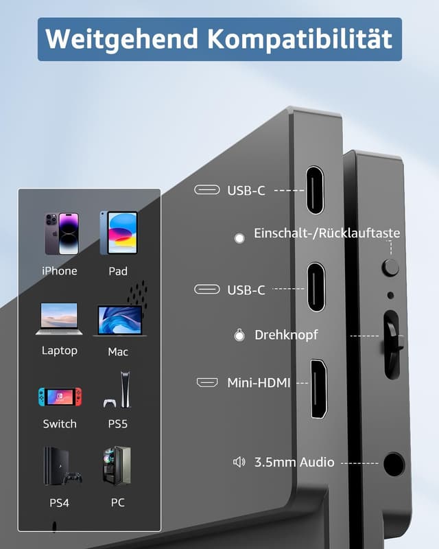 Detalle de Portable Monitor 17,3 Zoll FHD IPS