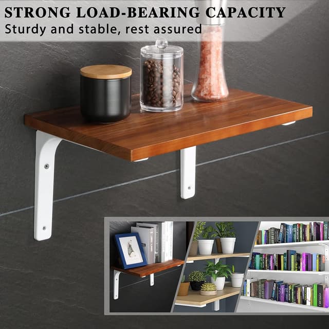 Detalle 2 de SAYAYO EJR100W-4P Shelf Bracket Corner Brace (100mm x 100mm) – Metal Bright White, 4 Pack