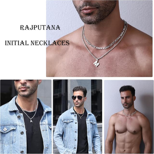 Detalle de Rajputana layered initial A-Z necklace