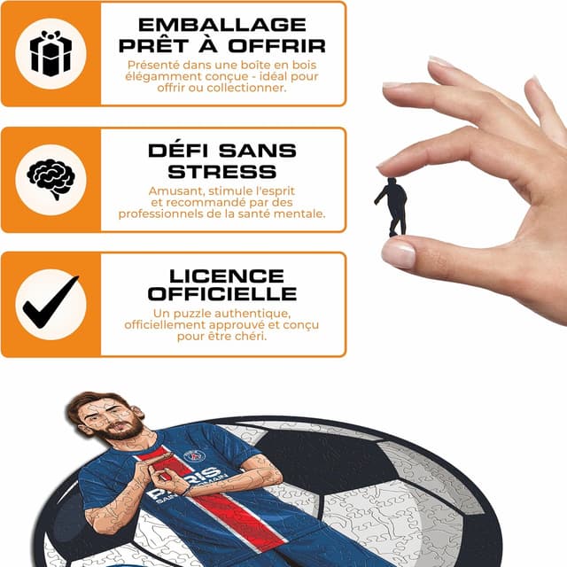 Detalle de Puzzle en bois Iconic Puzzles PSG avec Khvicha Kvaratskhelia, licence officielle, 500 pièces (taille L)