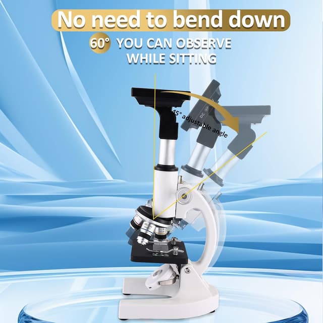 Detalle de Herwicm Microscope 40X–2500X with 4.3-Inch HD Display, LED Fill Light, and Starter Lab Kit (White)