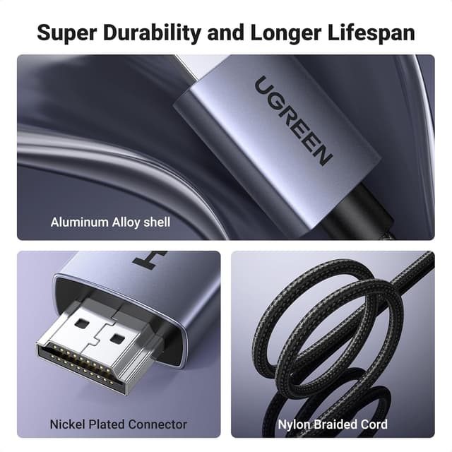 Detalle 2 de UGREEN HDMI 2.0 Cable (2m) for 4K@60Hz, ARC, HDR and Dolby Atmos support