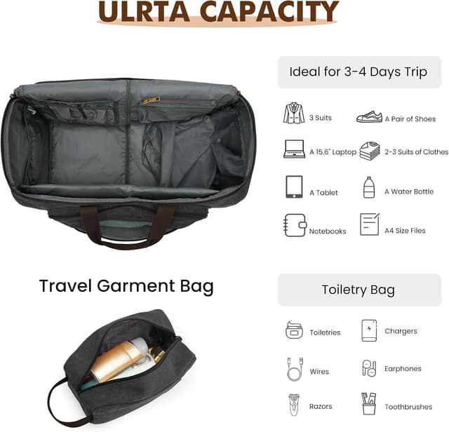 Thumbnail 6 de S-ZONE 60L 3 in 1 borsa per vestiti convertibile con astuccio da toilette