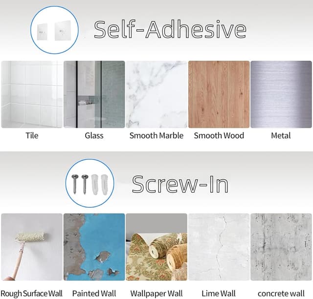 Thumbnail 6 de VOLDRA Toilettenpapierhalter ohne Bohren mit Ablage – selbstklebend oder schraubbar, matt schwarz