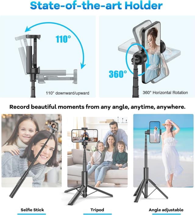 Detalle de Gahenwo selfie stick phone tripod 67-inch