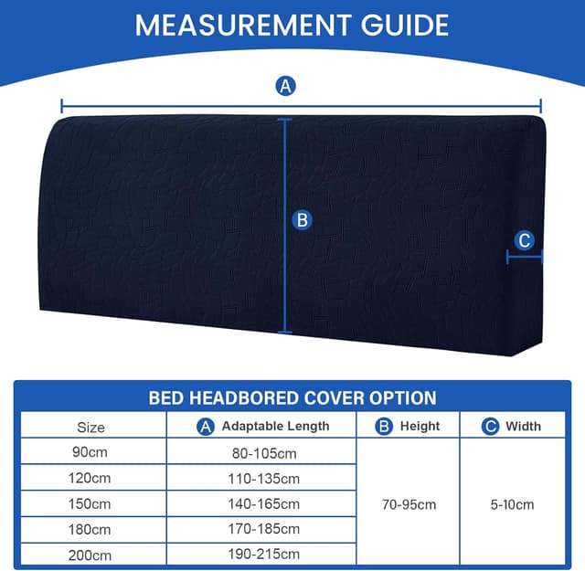 Detalle 2 de Ystyle copri testiera letto matrimoniale/singolo elasticizzata blu navy (180 cm) antipioggia e antipolvere