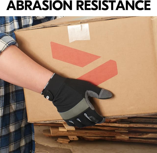 Detalle 2 de Vgo... Safety Work Gloves Touchscreen (SL7584) – Black, Multi-purpose utility gloves for light to medium duty work