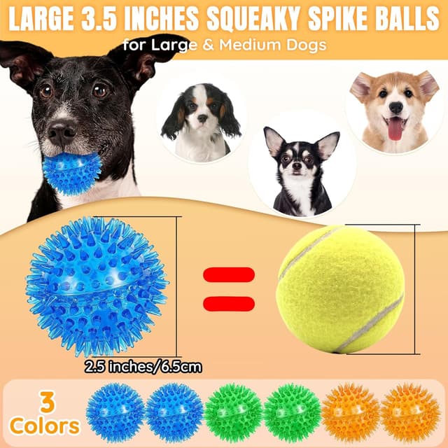 Thumbnail 3 de Ousiya 65 mm spiky squeaky dog balls 6-pack