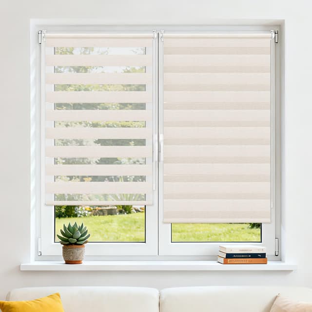 Detalle de Buseu Store enrouleur jour nuit sans perçage (lin translucide & occultant) avec clips