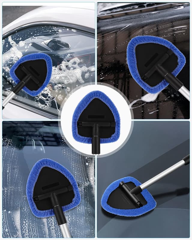 Thumbnail 6 de Huifoo Auto-Scheibenreiniger-Set mit ausziehbarem Griff, 180°-Drehkopf, 6 Mikrofaserpads und Sprühflasche (blau)