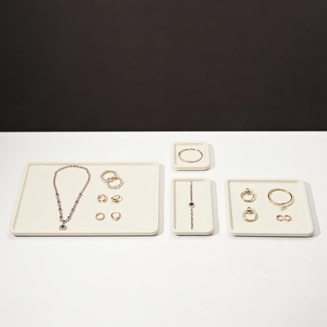 Thumbnail 2 de Papten Bandeja apilable para joyas de microfibra, beige, 35x24cm