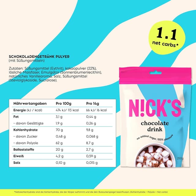 Thumbnail 1 de NICKS Chocolate drink Heiße Schokolade 250 g