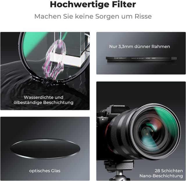 Detalle de K&F CONCEPT ND64 Festfilter 67 mm (Nano-Xcel Serie) – 6 Blendenstufen Graufilter