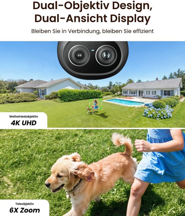 Detalle 2 de Reolink TrackFlex Floodlight WiFi 4K Wi‑Fi 6 PTZ Außenkamera mit 6x Hybridzoom, Auto-Tracking und 3000‑Lumen-Flutlicht