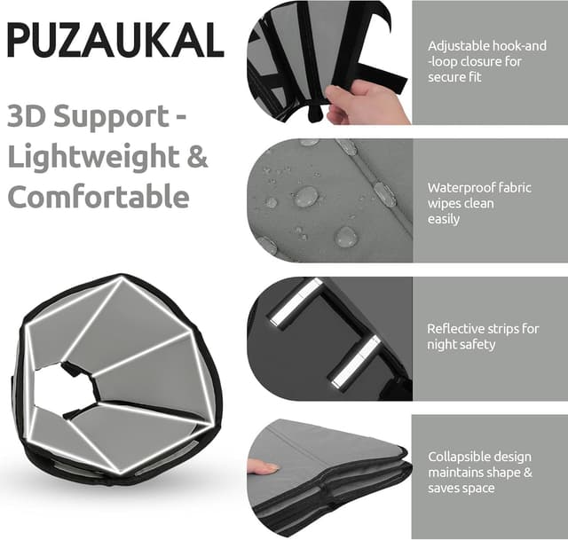 Detalle 2 de PUZAUKAL weicher Halskragen für Hunde nach OP – verstellbarer Anti-Leckschutz (Grau, XL)