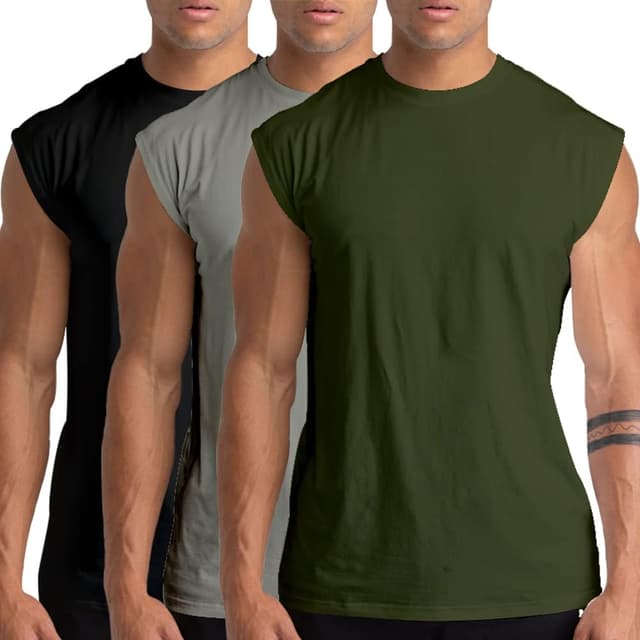 Detalle de Holure men’s cotton gym tank tops (1, 3 or 5 pack) – sleeveless workout muscle tees