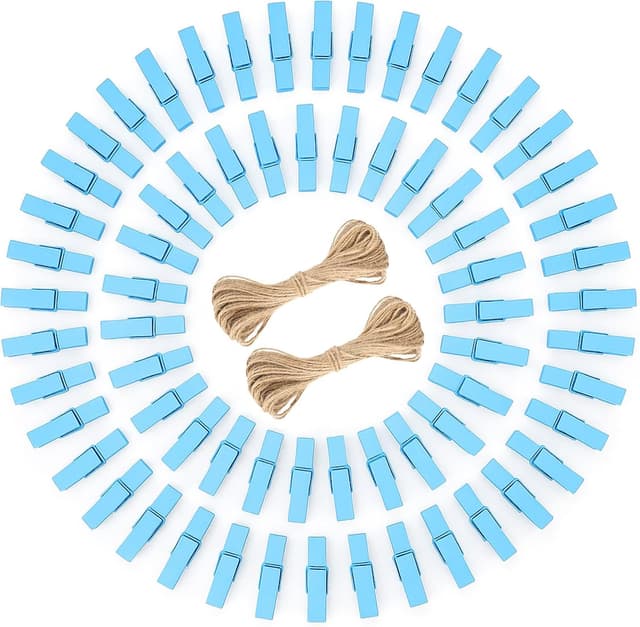 Detalle de jijAcraft Babyblau Holz Wäscheklammern 3,5 cm