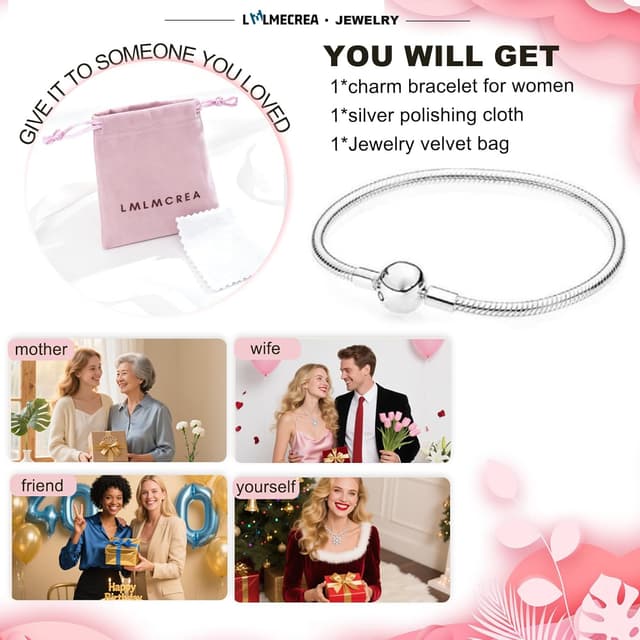 Detalle 2 de LMLMECREA Charm Armband 925 Silber 3,5 mm