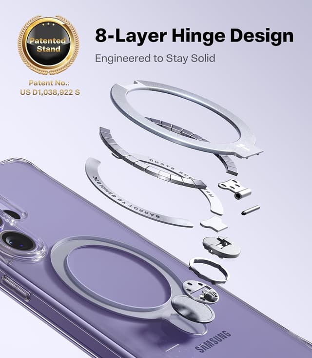 Detalle 2 de TORRAS Q3 Spin Case with Kickstand for Samsung Galaxy S26 Ultra (Clear, MagSafe-compatible)