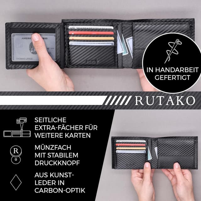 Thumbnail 3 de RUTAKO Leder Geldbörse Herren mit RFID Schutz – 12 Fächer