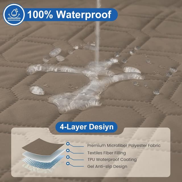 Detalle de YSTELLAA copripoltrona relax reclinabile impermeabile grande 1 posto con braccioli rimovibili, caffè chiaro